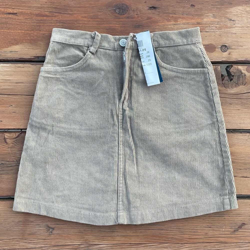 NWT brandy melville tan corduroy mini skirt